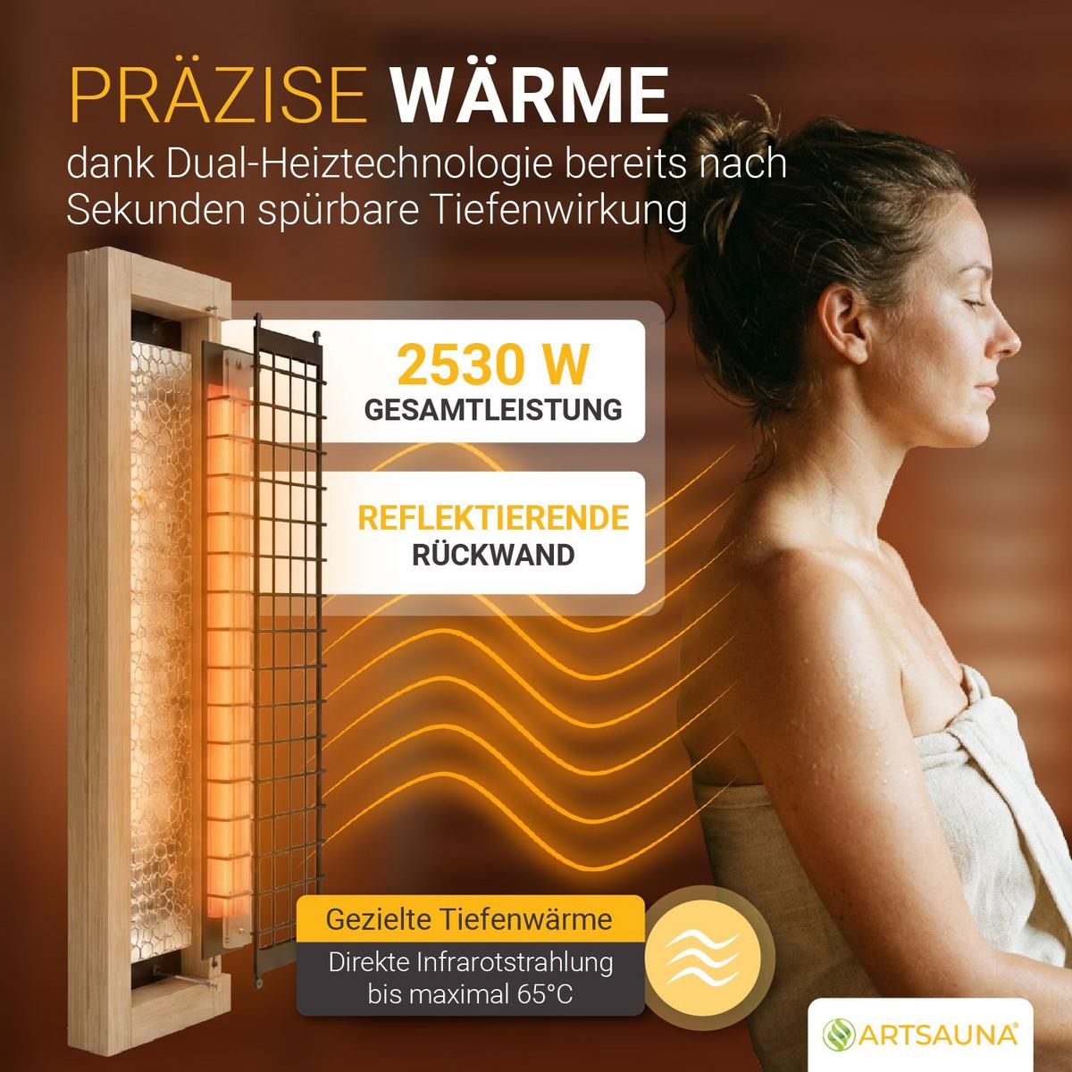 INFRAROTKABINE Malmö140 schwarz mit Dual-Technologie & Hemlockholz - Schwarz, Holz (140/190/140cm) - Artsauna