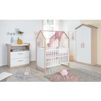 BABYZIMMER SET Cabane 3-teilig - Eichefarben/Weiß, Holz/Holzwerkstoff (96/190/50cm) - Roba