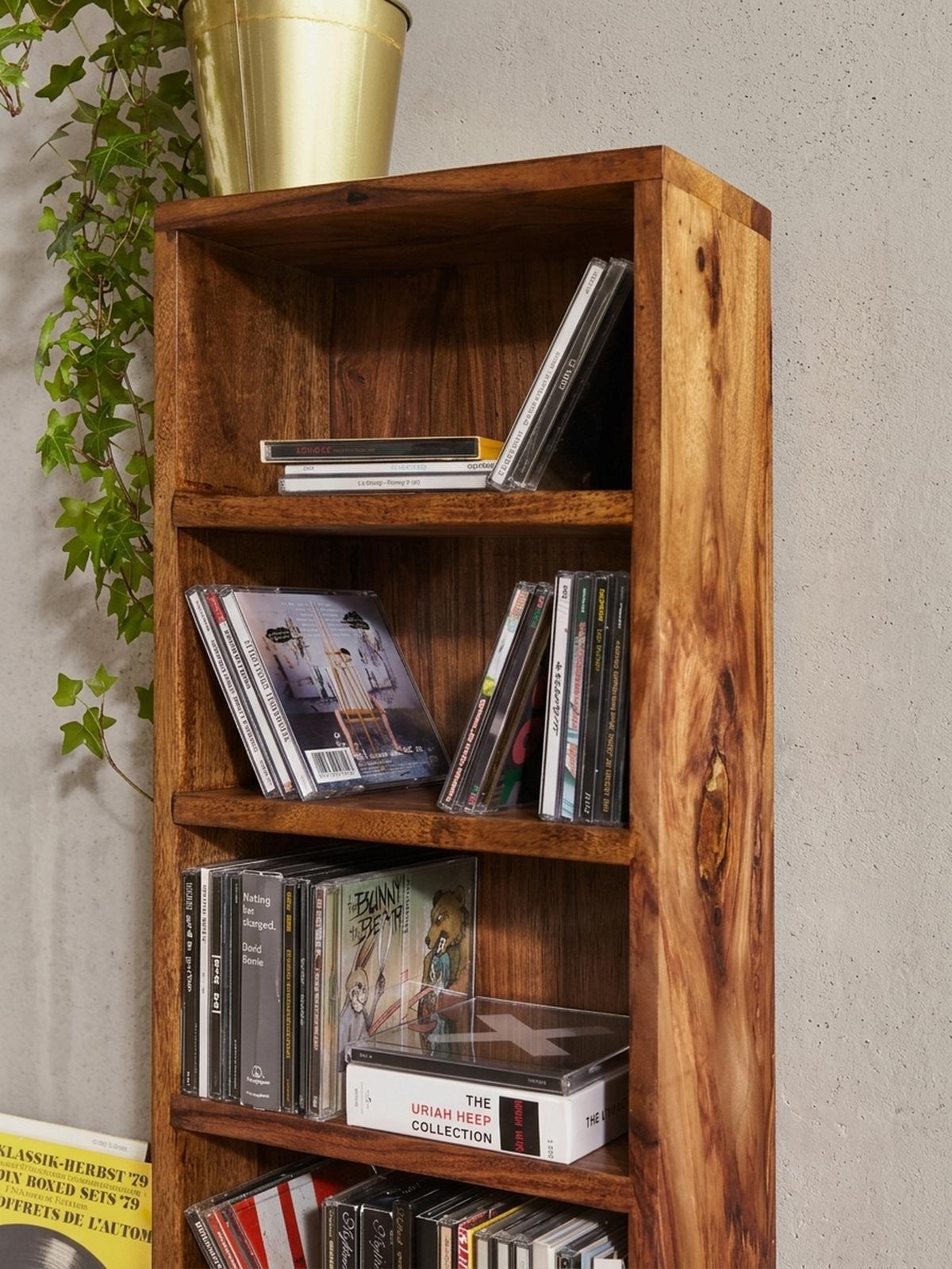 CD-REGAL Massivholz Pflegeleicht 90cm, Braun 30x17x90 cm - Braun, Holz (30/90/17cm) - KADIMA DESIGN