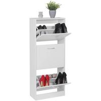 SCHUHKIPPER – Weiß, 125 cm breit, 3 Klappfächer, für ca. 18 Paar Schuhe - Weiß, Holzwerkstoff (50/125/24cm) - KADIMA DESIGN