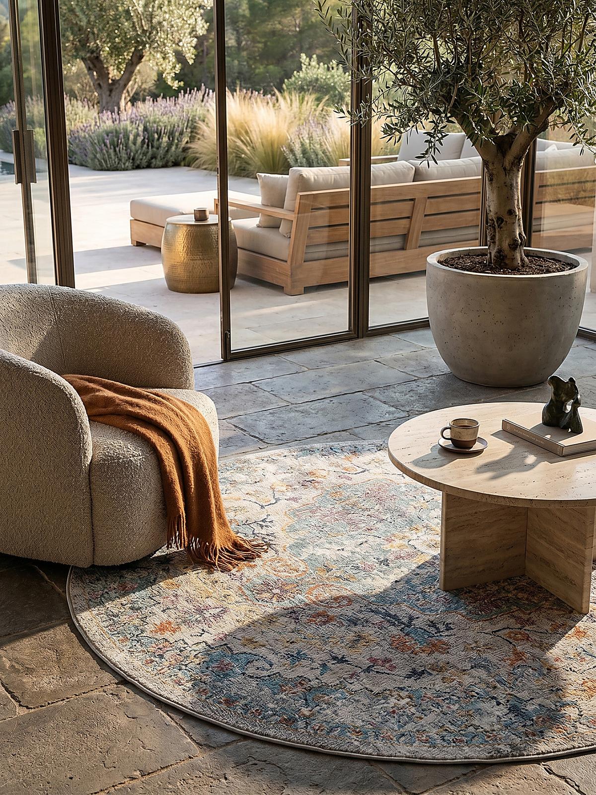 TEPPICH Outdoor Orientalisch LIMMAT Polypropylen Mehrfarbig 120 x 120 cm - Multicolor, Textil (120/120cm) - KADIMA DESIGN