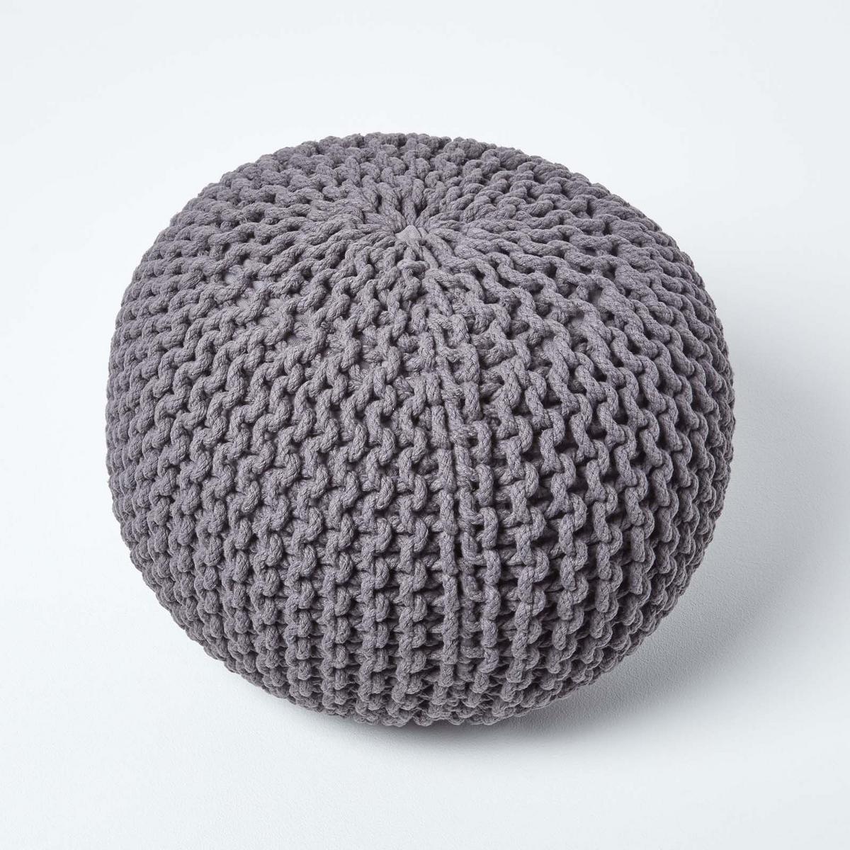 STRICK-POUF grau, 40/40/35 cm - Grau, Textil (40/35/40cm) - Homescapes
