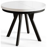 RUNDER Esstisch ausziehbar – Moderner Wohnzimmertisch und Küchentisch – Tisch mit Stabile Konstruktion, Durchmesser 110 cm - 210 cm - Farbe Weiß - Schwarz/Weiß, Holzwerkstoff (110/110/77cm) - Alpi-Möbel