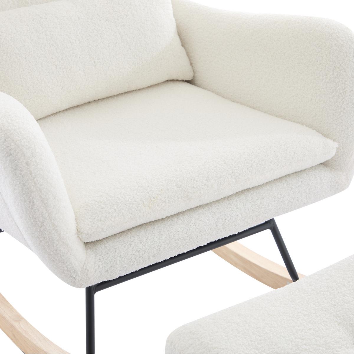 SCHAUKELSTUHL Weiß 73/92/102 cm - Weiß, Holzwerkstoff/Textil (73/102/92cm) - Urban Meuble