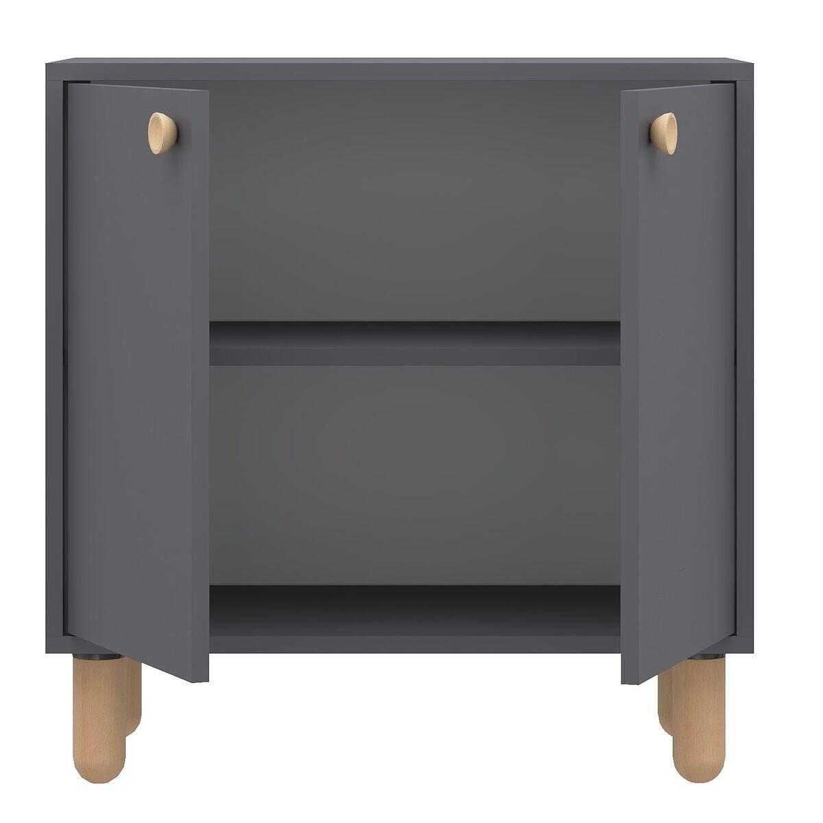 SIDEBOARD mit 2 Türen und Füßen aus massivem Buchenholz 36/72/73 cm - Anthrazit, Holzwerkstoff (36/73/43cm) - Calicosy