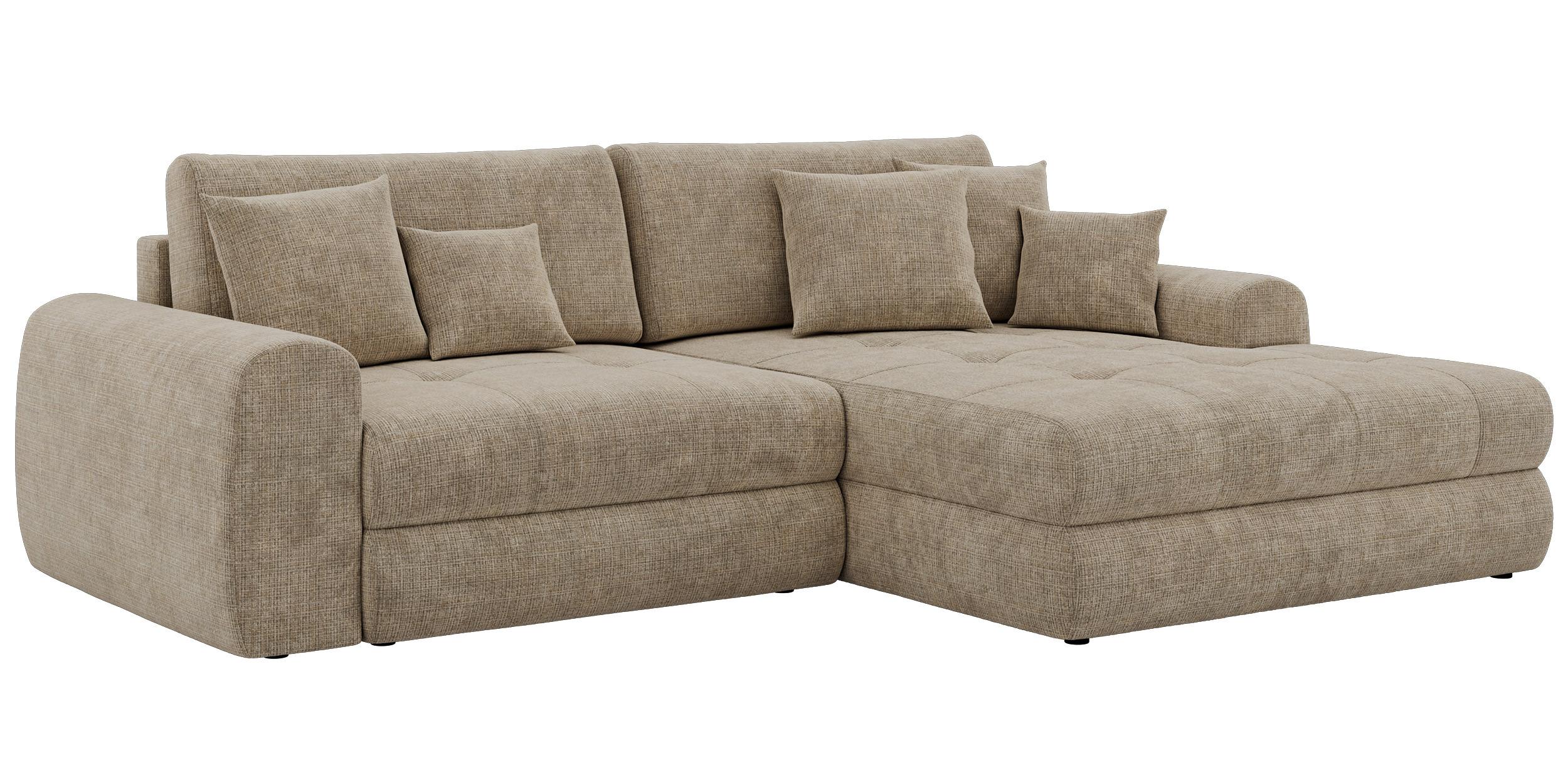 ECKSOFA ARELIA L - Beige Schenille grob gewebt - Links Seite - Beige/Schwarz, Kunststoff/Textil (292/205cm) - MKS