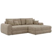 ECKSOFA ARELIA L - Beige Schenille grob gewebt - Links Seite - Beige/Schwarz, Kunststoff/Textil (292/205cm) - MKS
