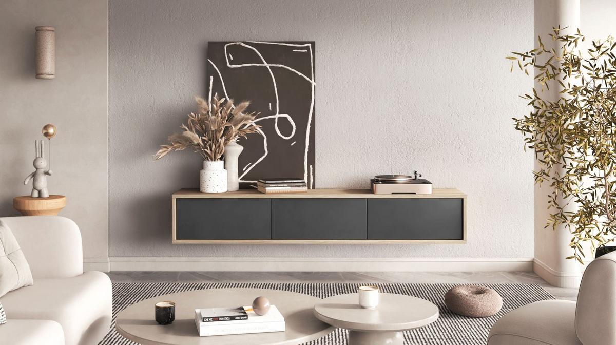 TV-LOWBOARD Moddern Eiche / Anthrazit 180 cm - Eichefarben/Anthrazit, Holzwerkstoff (180/32/36cm) - Selsey
