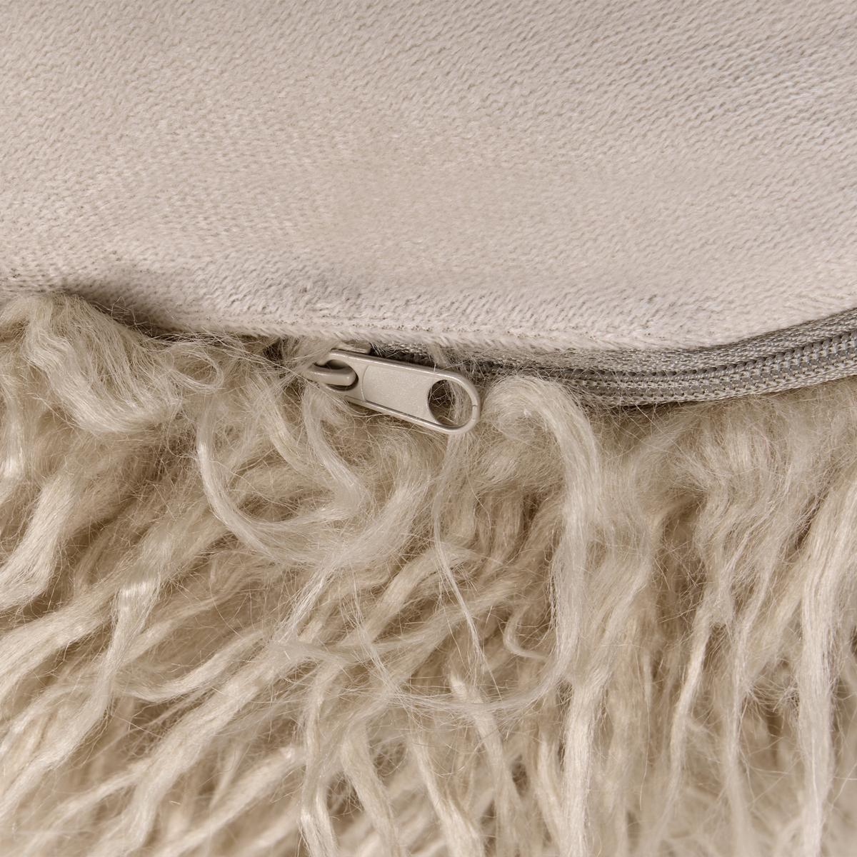 POUF Webpelz Beige Tukki - Beige, Kunststoff (50/30/50cm) - Beliani