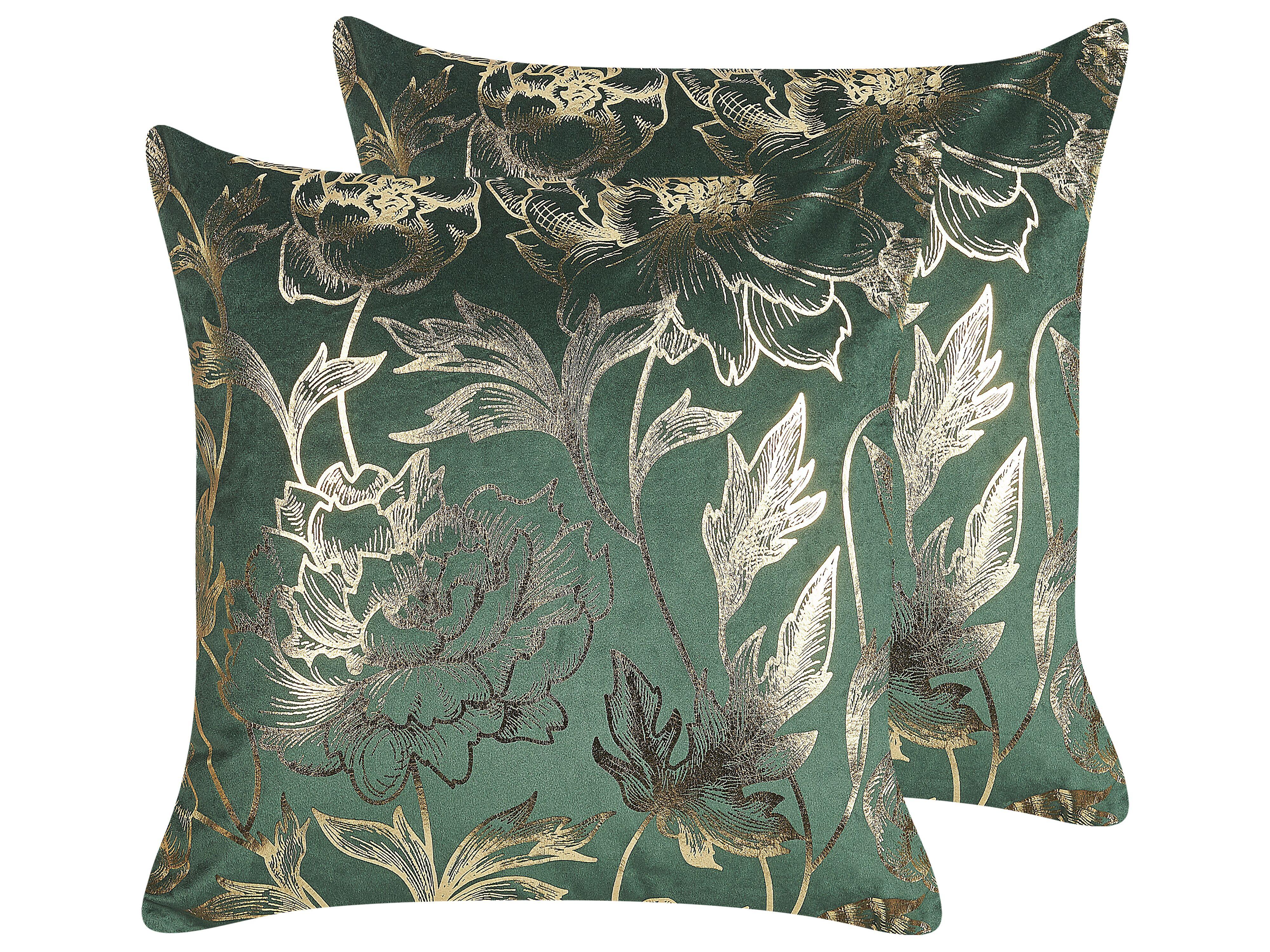DEKOKISSEN 2er-Set Smaragdgrün 45/45 cm Daffodil - Smaragdgrün, Textil (45/45cm) - Beliani