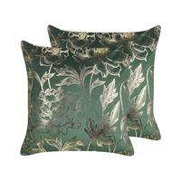 DEKOKISSEN 2er-Set Smaragdgrün 45/45 cm Daffodil - Smaragdgrün, Textil (45/45cm) - Beliani