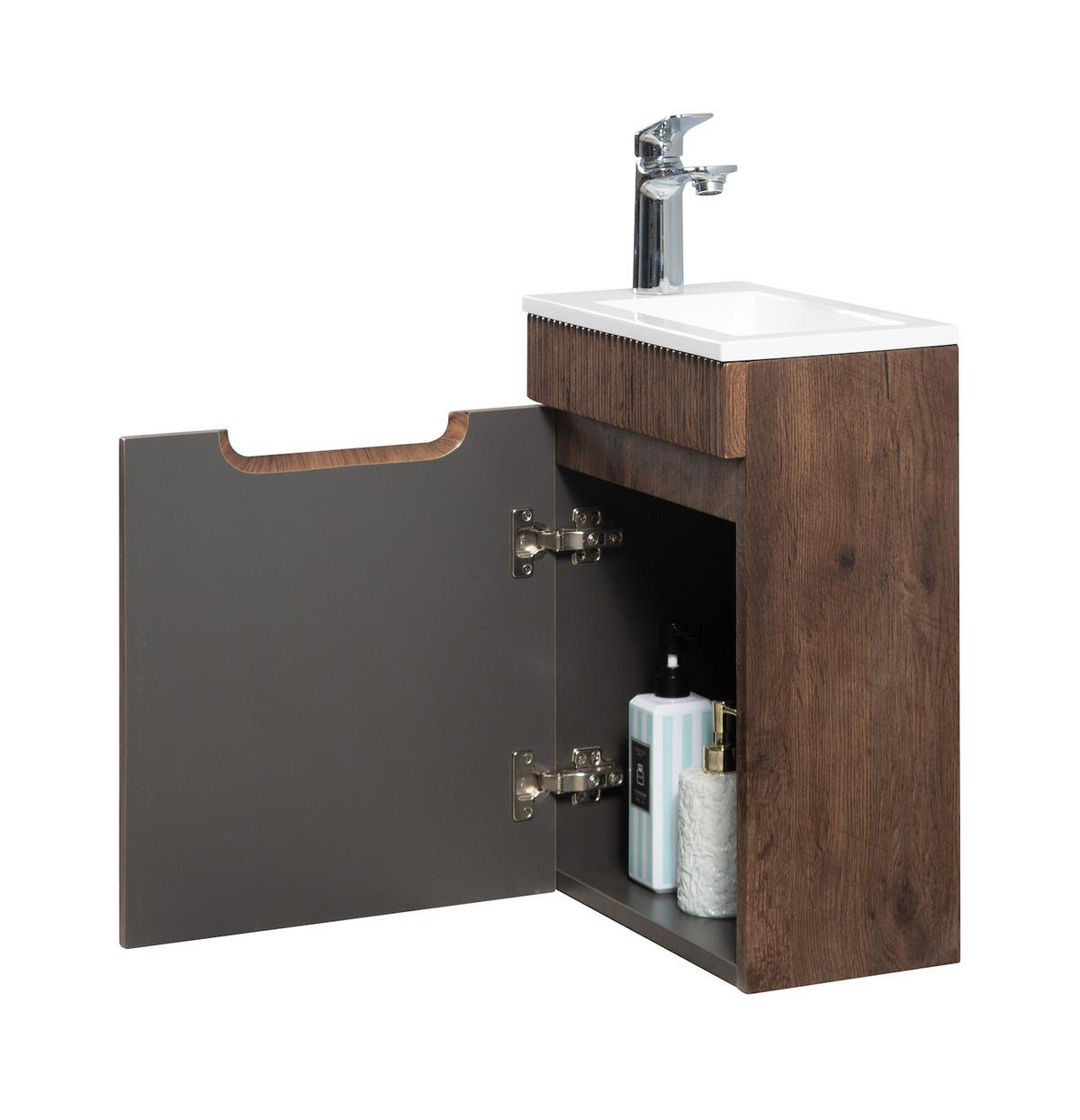 GÄSTE-WC-MÖBELSET Thermis 2 Teile Walnuss Braun - 40 x 22 x 53 cm - Walnussfarben/Braun, Holz (40/53/22cm) - Badplaats