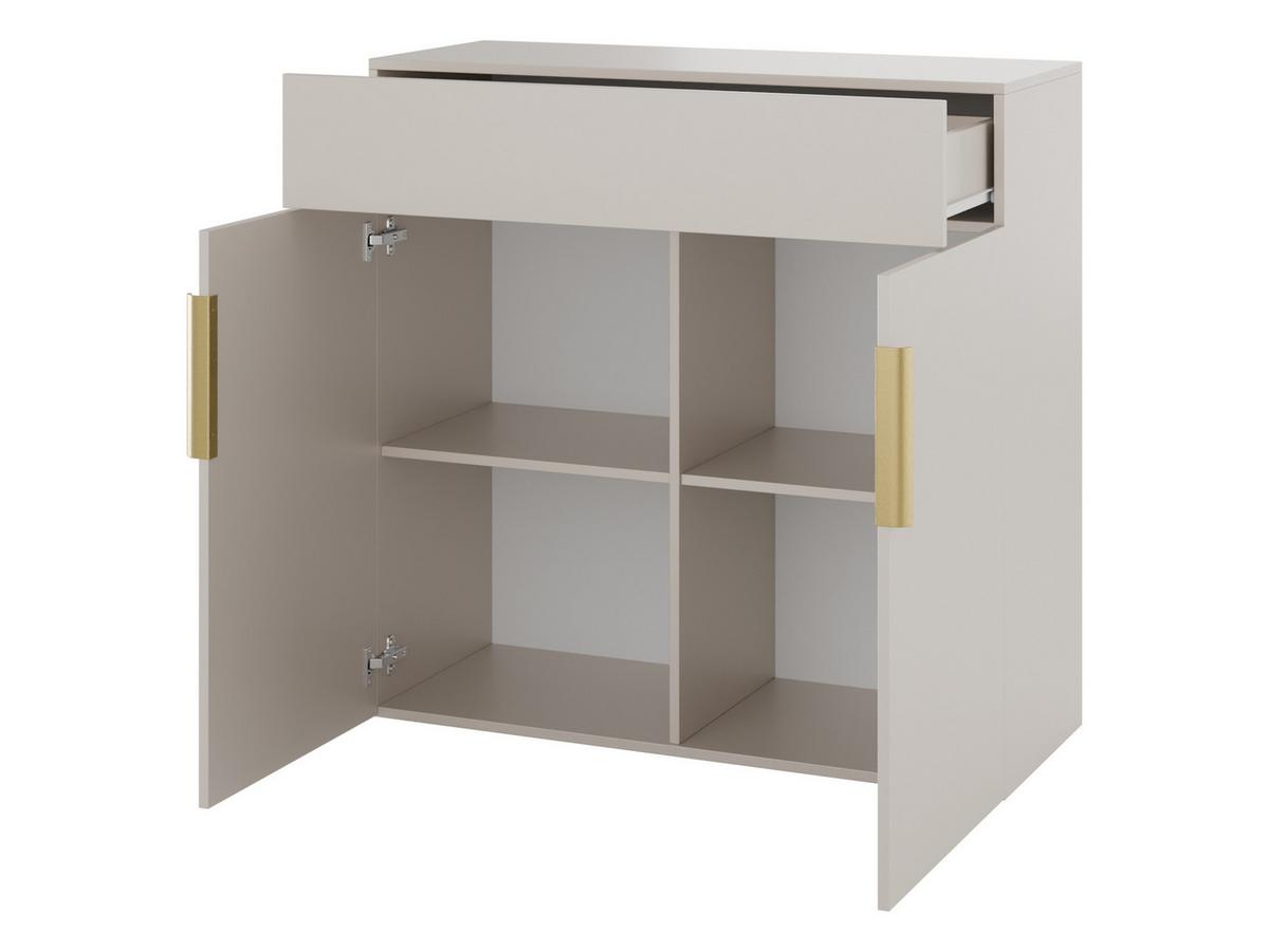 KOMMODE Kerkin 2D1S - Goldfarben/Nussbaumfarben, Holzwerkstoff/Kunststoff (100/100/42cm) - MIRJAN24