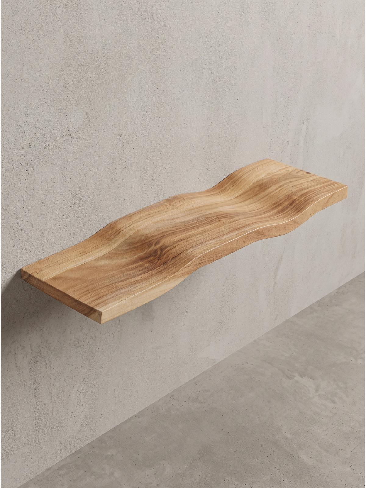 WANDREGAL LEVANTO, Akazie Massivholz, handgefertigt, 60 x 20 x 2,5 cm - Akaziefarben, Holz (60/2.5/20cm) - KADIMA DESIGN