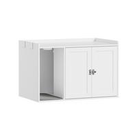 SITZBANK mit Aufbewahrung und Katzenklo-Verkleidung HAT07-E-W - Ahornfarben/Weiß, Holzwerkstoff/Fell (48/49.5/79.7cm) - SoBuy