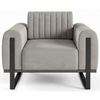 SESSEL Parissa 106 cm - Hellgrau/Schwarz, Holz/Metall (106/79/92cm) - Selsey