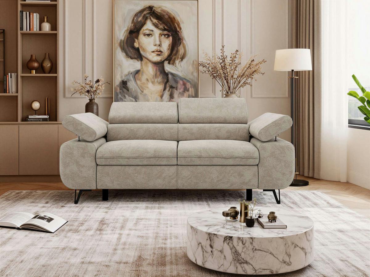 2-SITZER SOFA PETER - Greige Stukture - Greige/Schwarz, Textil/Metall (200/76/99cm) - MKS