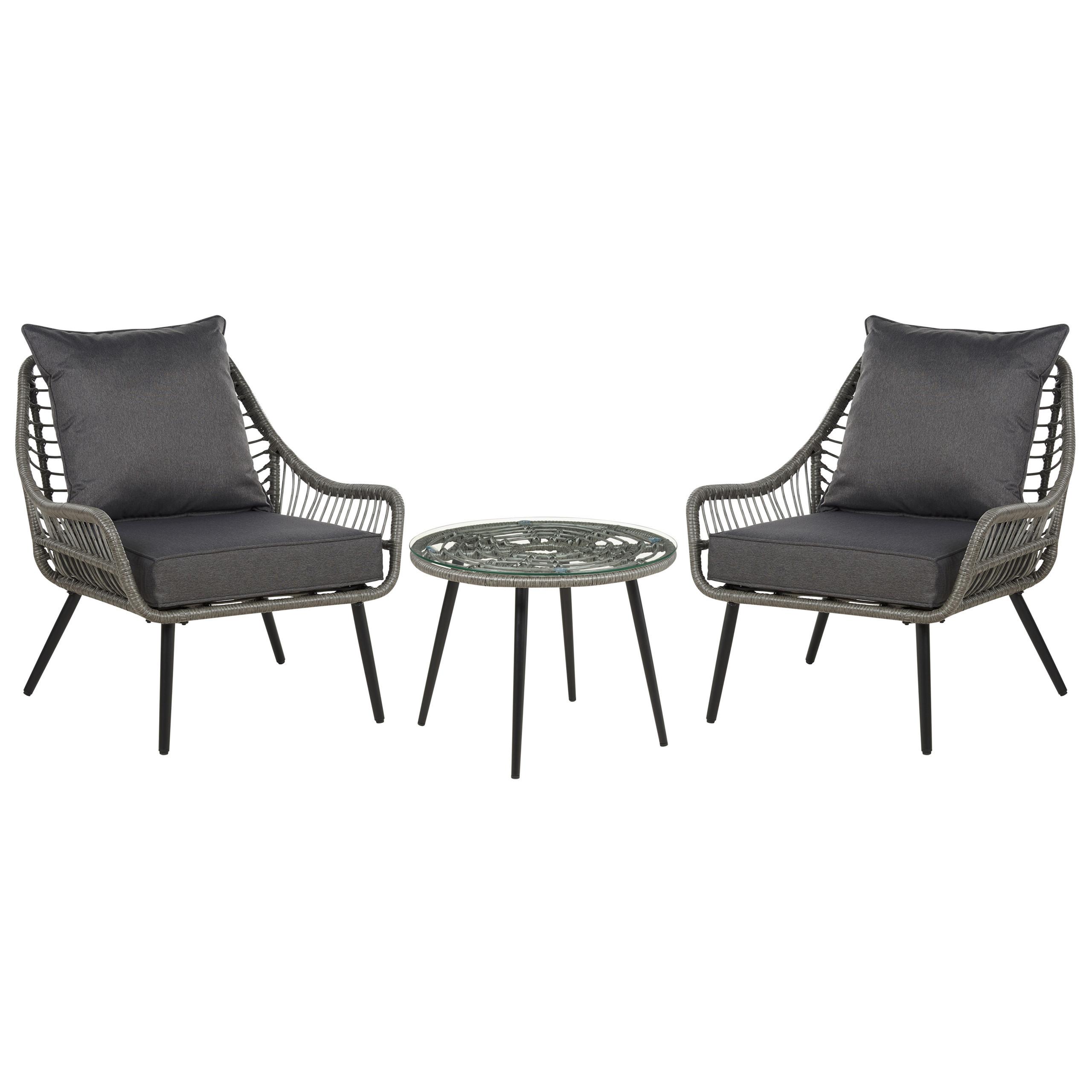 BALKONSET 2-Sitzer Rattan hellgrau Auflagen grau Laureto - Grau, Kunststoff/Textil - Beliani
