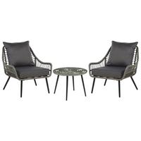 BALKONSET 2-Sitzer Rattan hellgrau Auflagen grau Laureto - Grau, Kunststoff/Textil - Beliani