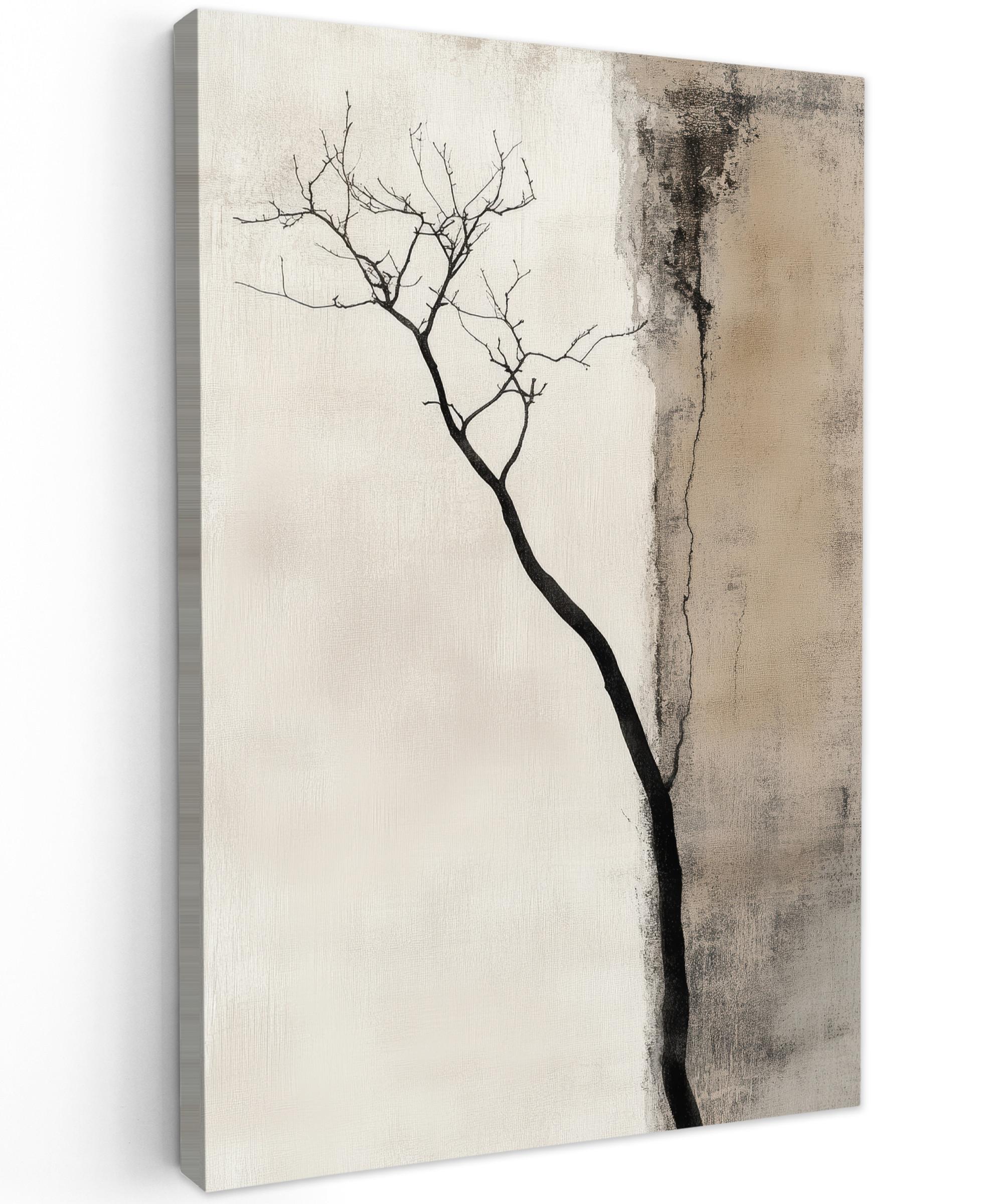 LEINWANDBILD Wabi sabi - Pflanze - Beige Deko Groß 90x140 cm - Taupe, Textil (90/140cm) - MuchoWow