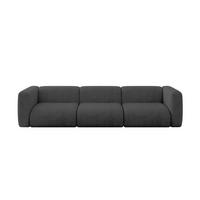 MODULARES Sofa 3-SITZER MIRA-S2 319x89x70 Dunkelgrau cm Velours - Dunkelgrau/Schwarz, Holzwerkstoff/Kunststoff (319/70/89cm) - ALTDECOR