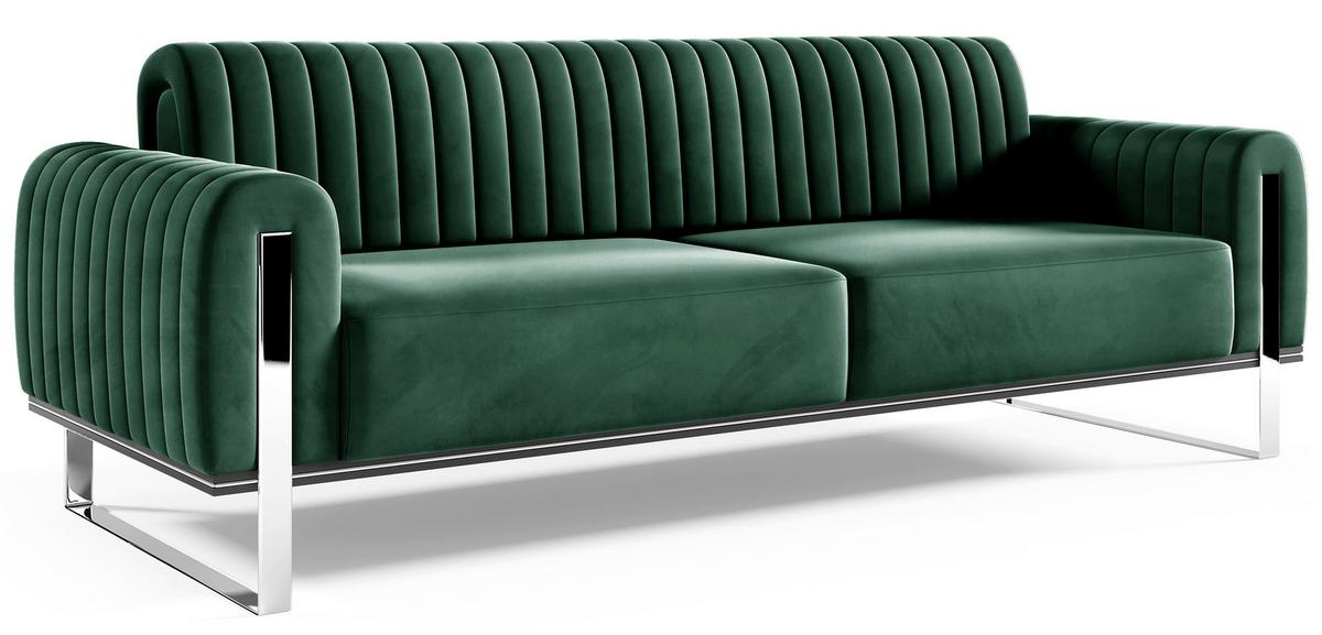 SOFA Parissa 228 cm - Silberfarben/Grün, Textil/Metall (228/79/92cm) - Selsey