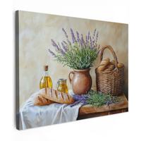 LEINWANDBILD Lavendel - Brot - Stilleben Wandbild 40x30 cm - Flieder, Textil (40/30cm) - MuchoWow