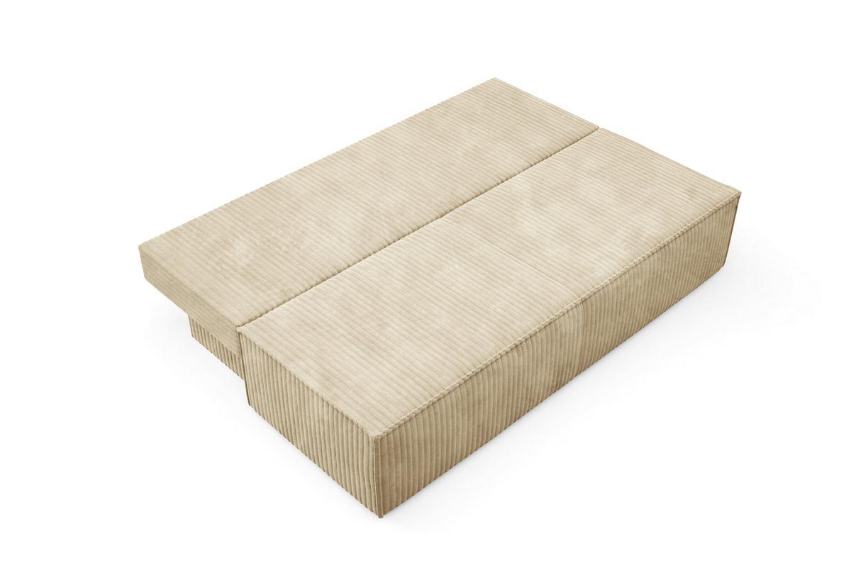 BETTSOFA TESSO Beige Kordstoff mit Schlaffunktion - Beige, Holz (202/74/94cm) - MASSENO