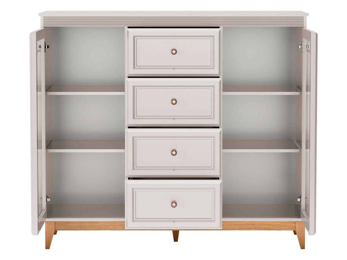 KOMMODE Windsor W-07 mit Weißer LED-Beleuchtung - Kaschmir/Eichefarben, Holz/Holzwerkstoff (142/126/41cm) - MIRJAN24