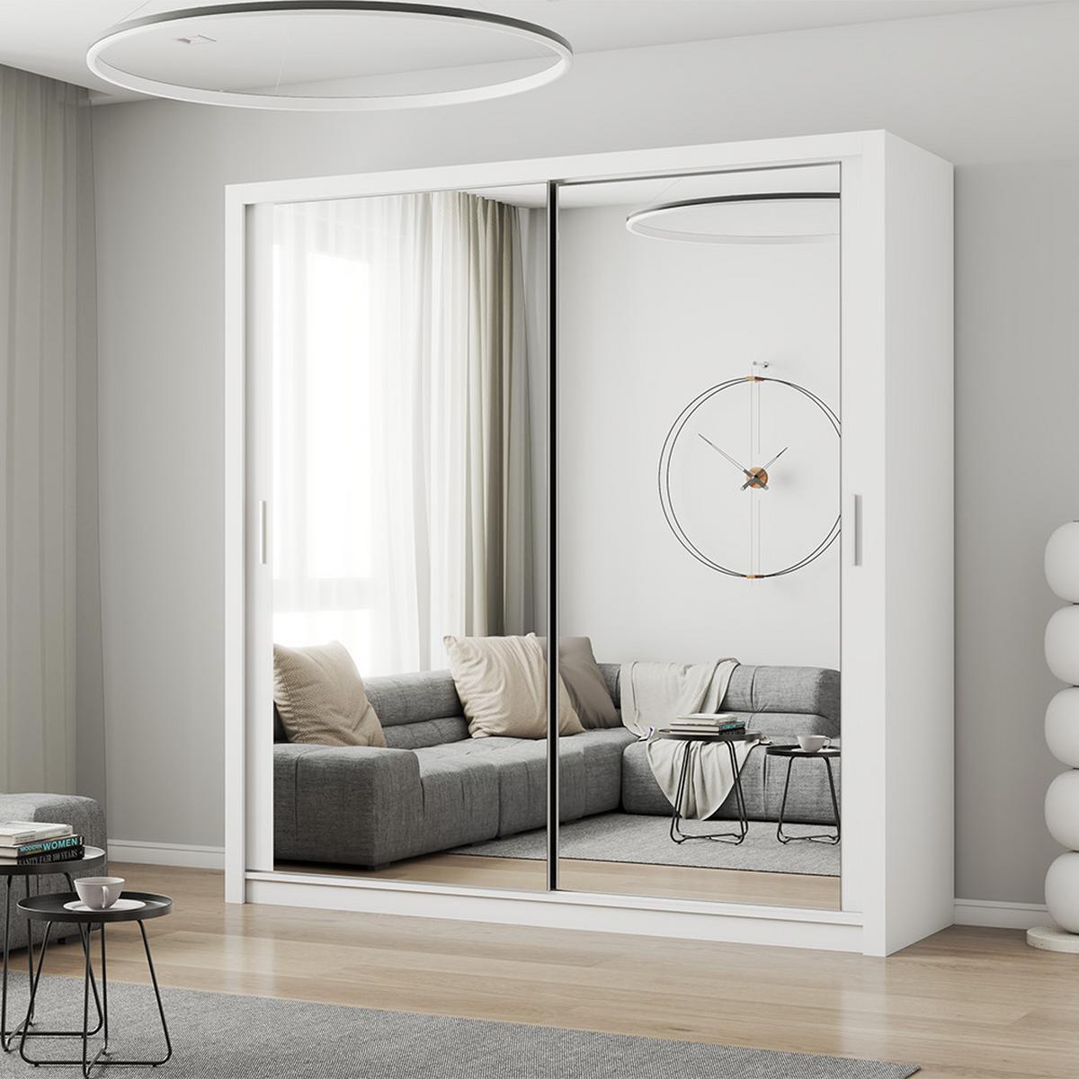 KLEIDERSCHRANK Milan 203 cm, 203/215/64, 2-türig, weiß - Weiß, Holzwerkstoff (203/215/64cm) - imoebel24