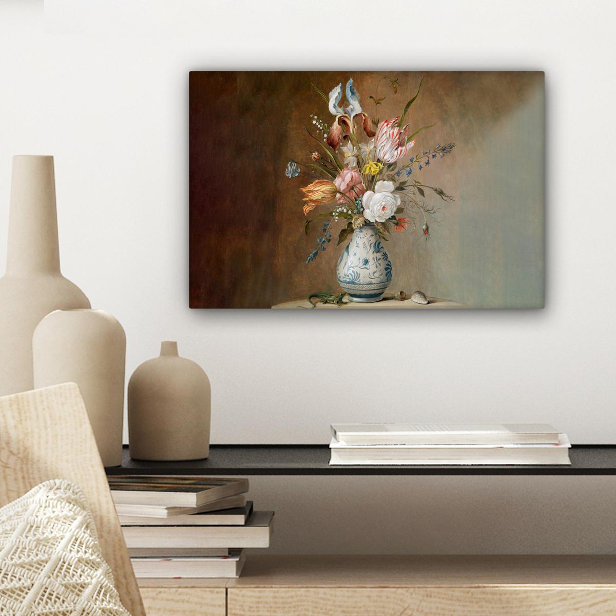LEINWANDBILD Alte Meister - Blumen - Balthasar van der Ast Deko Schlafzimmer 30x20 cm - Hellbraun, Textil (30/20cm) - MuchoWow