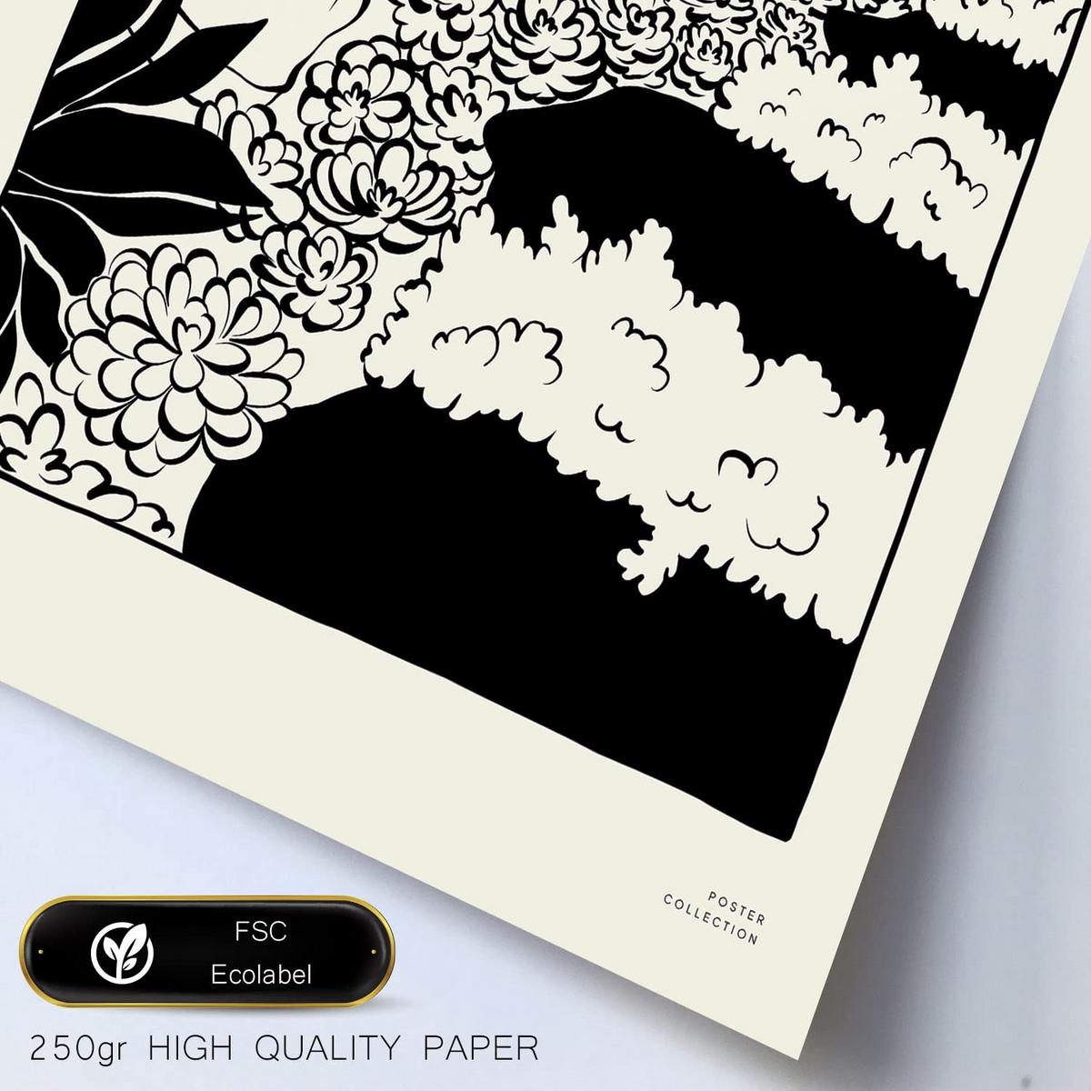 POSTER Set Mit 6 In Schwarzer Tinte Saftiger Garten Künstlerische Und Abstrakte Drucke Für Innenarchitektur A3 & A4 Weißer Rahmen - Weiß, Papier (29/3cm) - Nacnic