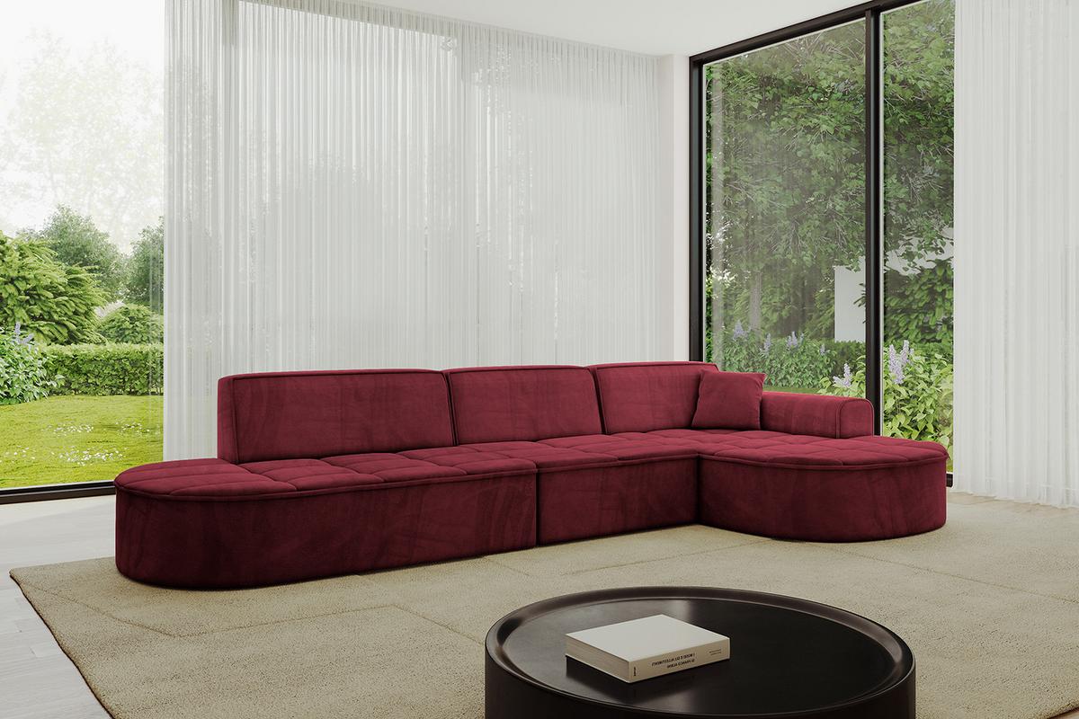 ECKSOFA Ottomane Rechts TARO-L2 - 328x171x79,5 cm Bordeauxrot - Bordeaux, Holzwerkstoff/Textil (328/171cm) - ALTDECOR