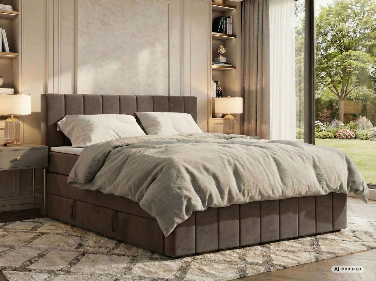 BOXSPRINGBETT ALVER KING DUO 180/200 - Braun Velvet - Topper T25 - H3 - Schwarz/Braun, Kunststoff/Textil (180/200cm) - MKS