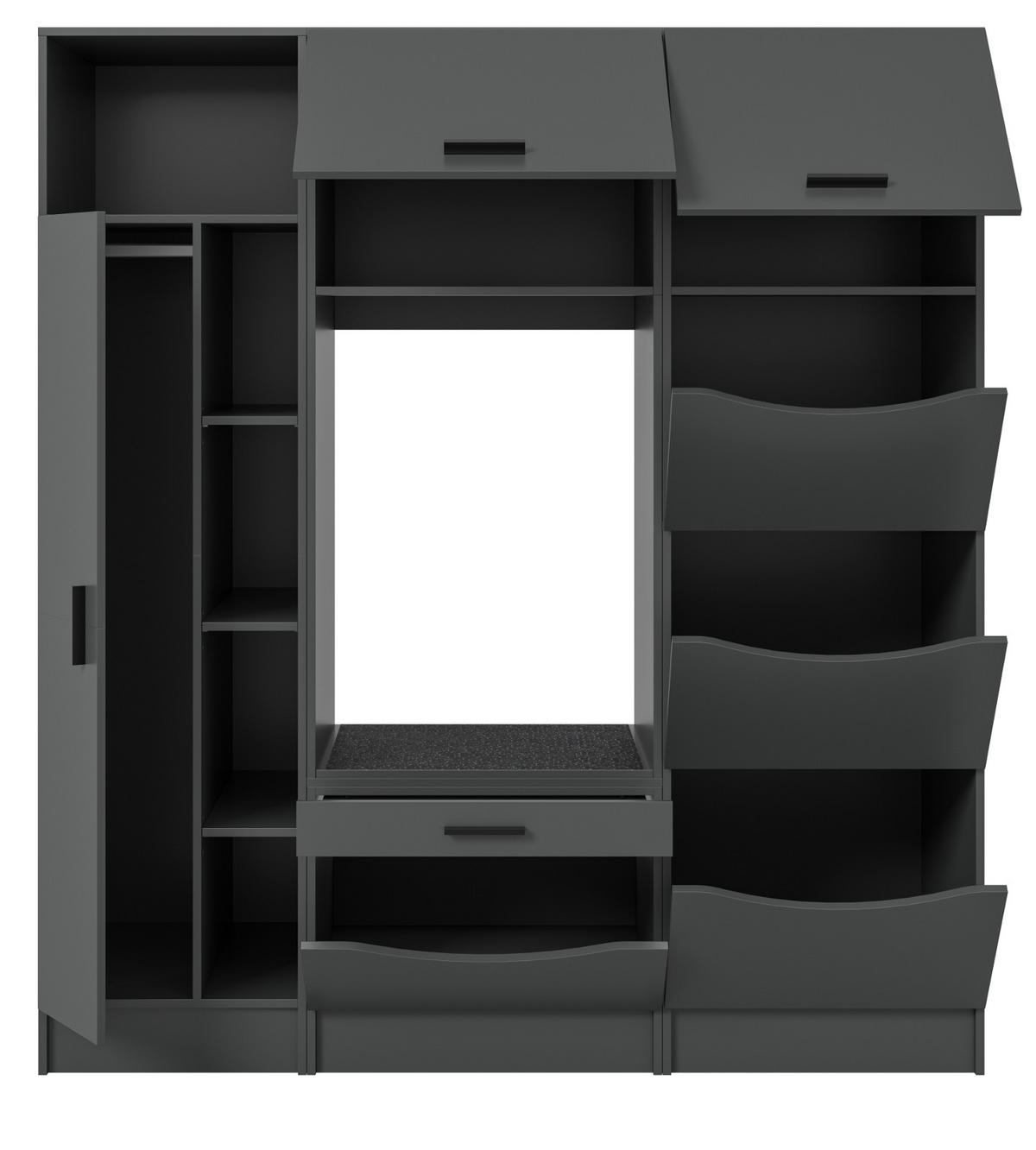 WASCHMASCHINENSCHRANK in grau Set 3-teilig 176 x 196 cm, modernes Design - Schwarz/Grau, Holzwerkstoff/Kunststoff (176/196/68cm) - Inn.Furn