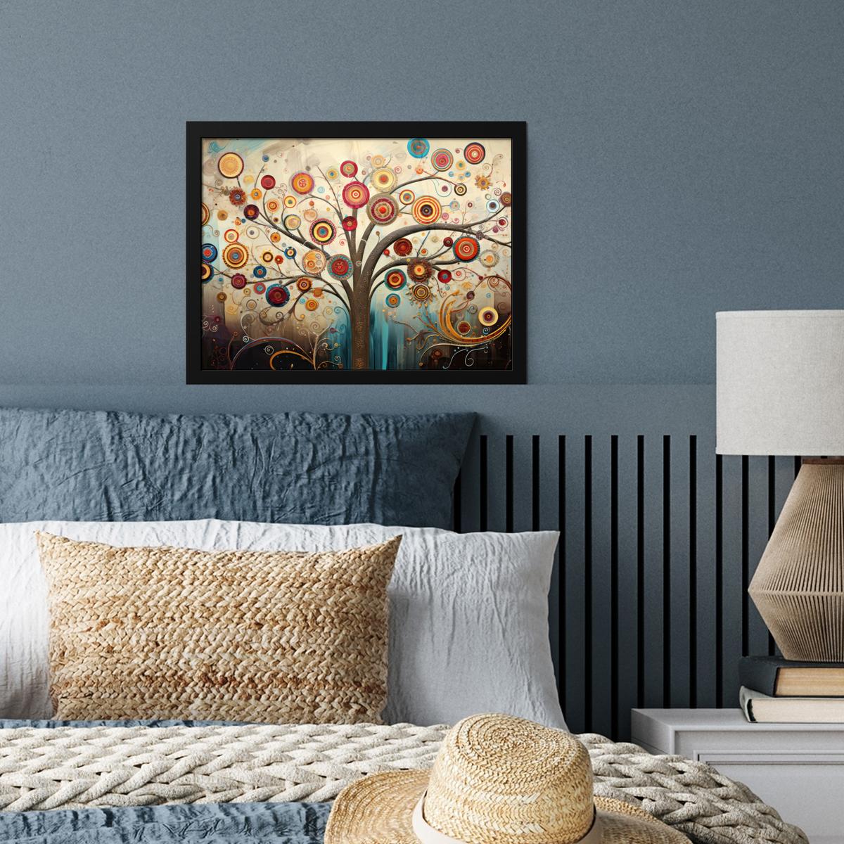 POSTER MIT RAHMENGERAHMTES BILD Baum - Baum des Lebens - Farbe 40x30 cm - Braun, Papier (40/30cm) - MuchoWow
