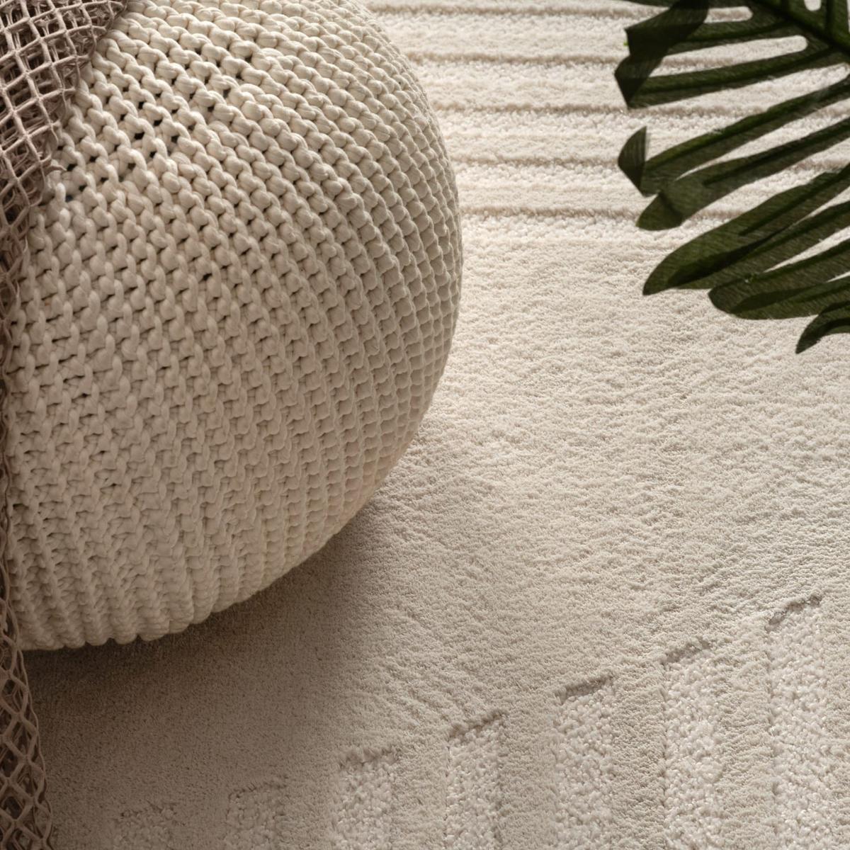 KURZFLORTEPPICH, mit Struktur, aus Polyester, Florhöhe 10 mm, Creme, 120 x 170 cm - Beige, Textil (170/120cm) - KADIMA DESIGN