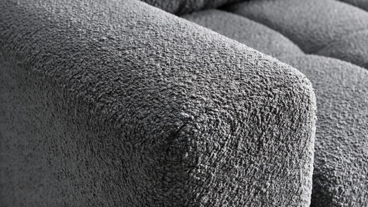 ECKSOFA Ovia mit Bettkasten und Schlaffunktion, Bouclé-Stoff in L-Form - Dunkelgrau, Textil (270/185cm)