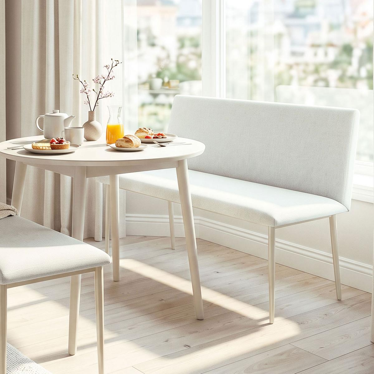 ESSZIMMERSTUHL Stoff in Leinenoptik Beige - Beige, Textil/Metall (61.5/85/120cm) - HOMCOM