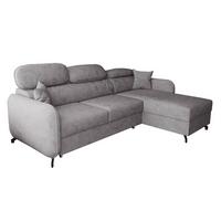 ECKSOFA L Form Ribella 5 Grau 265/180/100 cm Rechts mit Schlaffunktion - Hellgrau/Schwarz, Textil/Metall (265/180cm) - AX Living