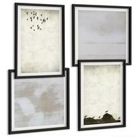 BILDER SET 4er Set - 50x50 cm & 40x60 cm Schwarzer Rahmen - Textur eines Vogelschwarms - Schwarz, Kunststoff (50/50cm) - TULUP
