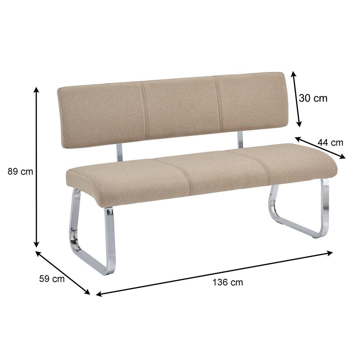 ESSZIMMERBANK VILAS beige - Beige, Textil/Metall (136/89/59cm) - IDIMEX