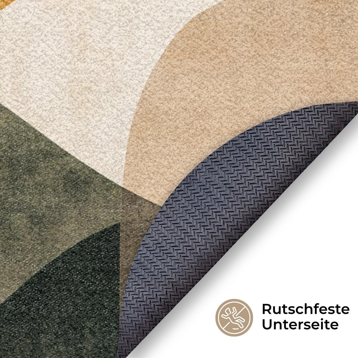 FUSSMATTE Formen - Ockergelb - Abstrakt Flurteppich 120x120 cm - Multicolor, Kunststoff (120/0.4cm) - MuchoWow