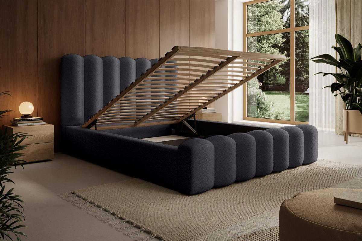 POLSTERBETT Macon Stoff Euphoria - Anthrazit, Holzwerkstoff/Textil (140/200cm) - Fun Möbel