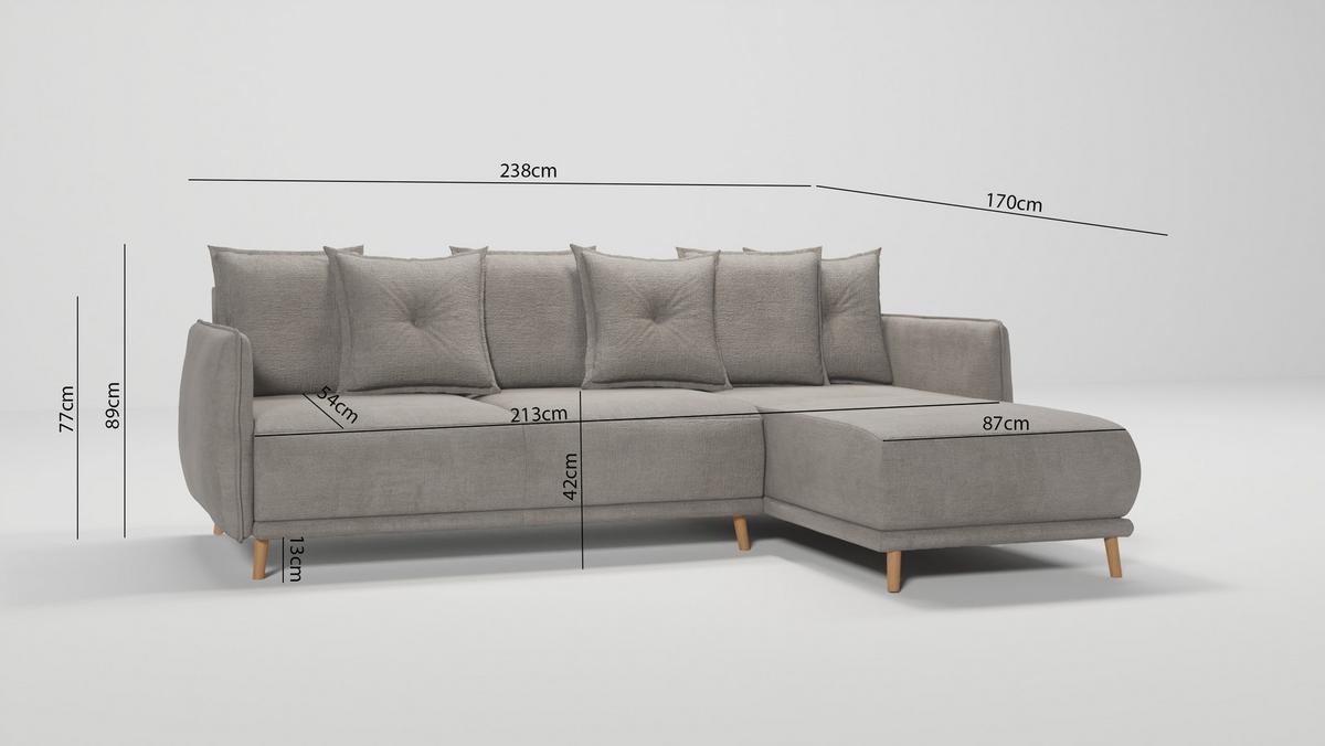 ECKSOFA Chroma Dunkelbeige Luxusmicrofaser - Beige/Braun, Holz/Textil (238/170cm) - S-Style Möbel