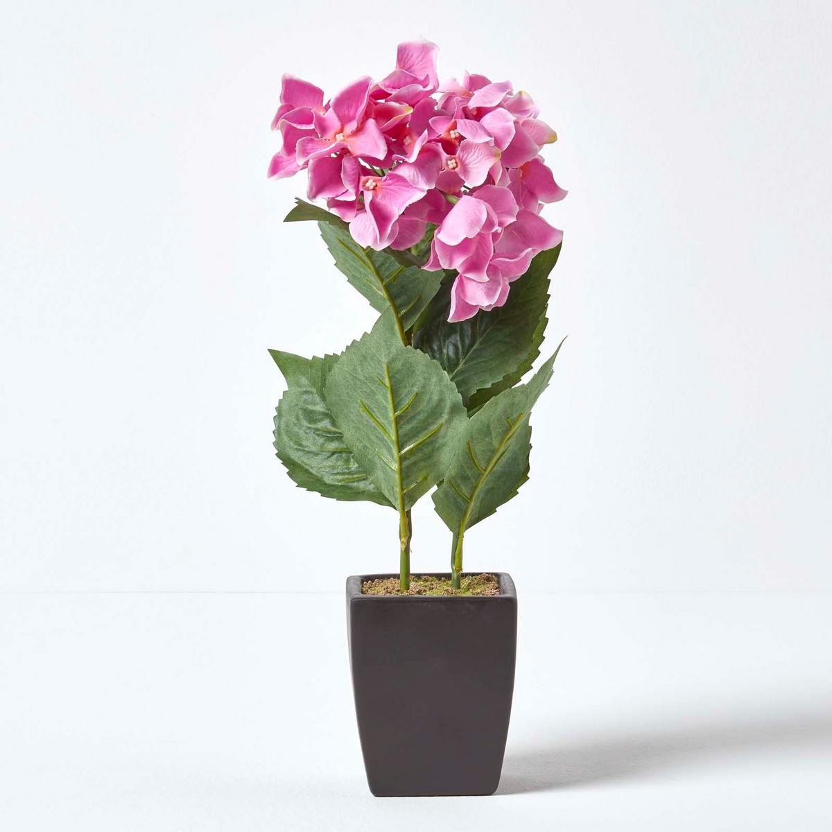 KUNSTBLUME Hortensien rosa im Deko-Topf, 38 cm - Rosa, Kunststoff (38cm) - Homescapes