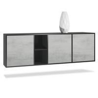 SIDEBOARD Cuba Türen in Beton Oxid Optik - Hellgrau, Holzwerkstoff (182/53/35cm) - Vladon