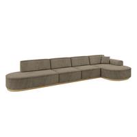 ECKSOFA Ottomane Rechts MARI-L3-v2 - 413x171x83 cm Dunkelbraun Velours - Dunkelbraun, Holzwerkstoff/Textil (171/413cm) - ALTDECOR