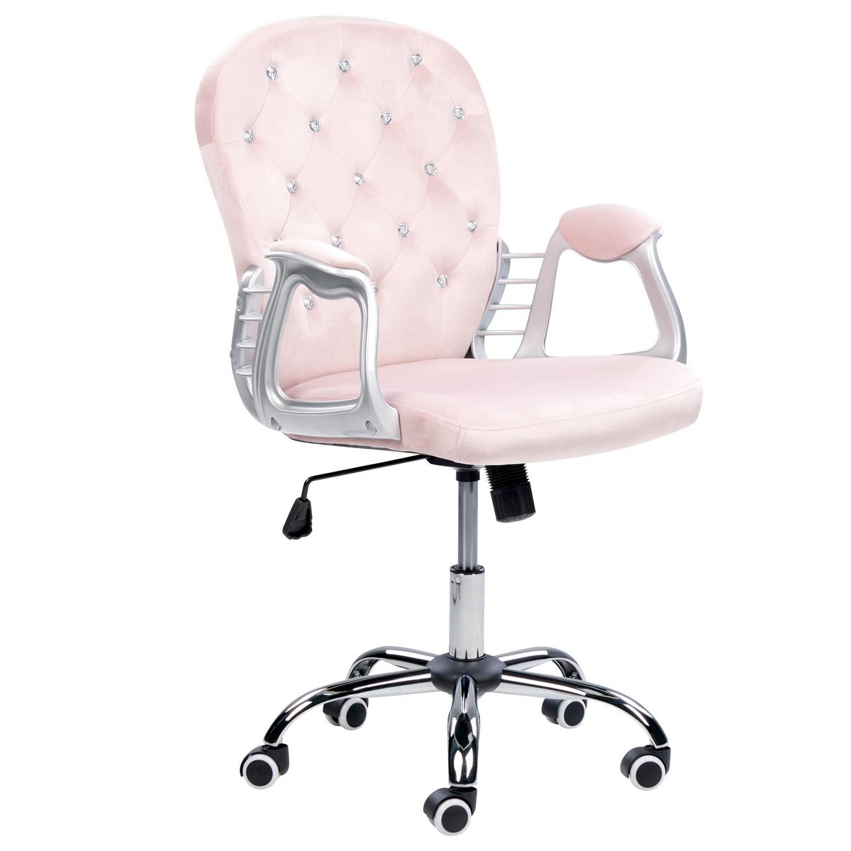 BÜROSTUHL Samtstoff Rosa Princess - Pink, Textil/Metall (60/98/60cm) - Beliani