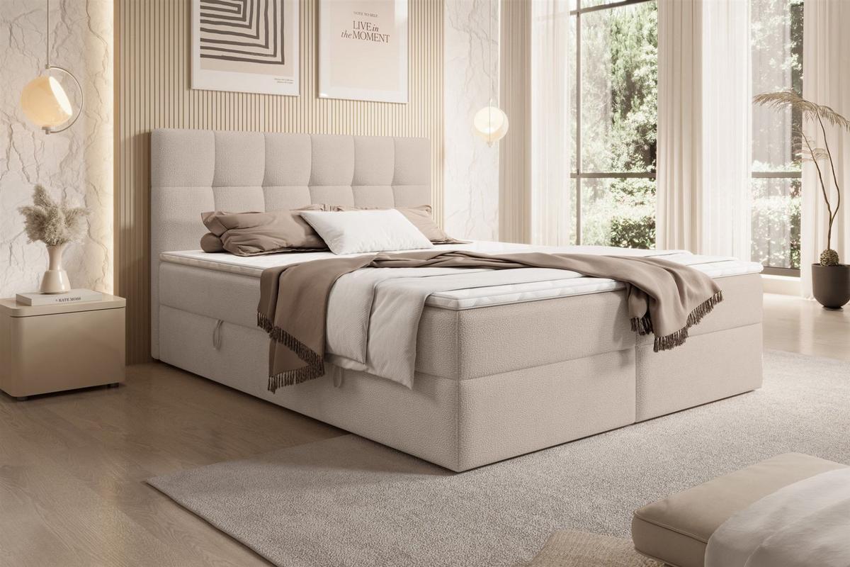 BOXBETT Arturo In Freya - Hellbraun, Holzwerkstoff/Textil (160/200cm) - Fun Möbel